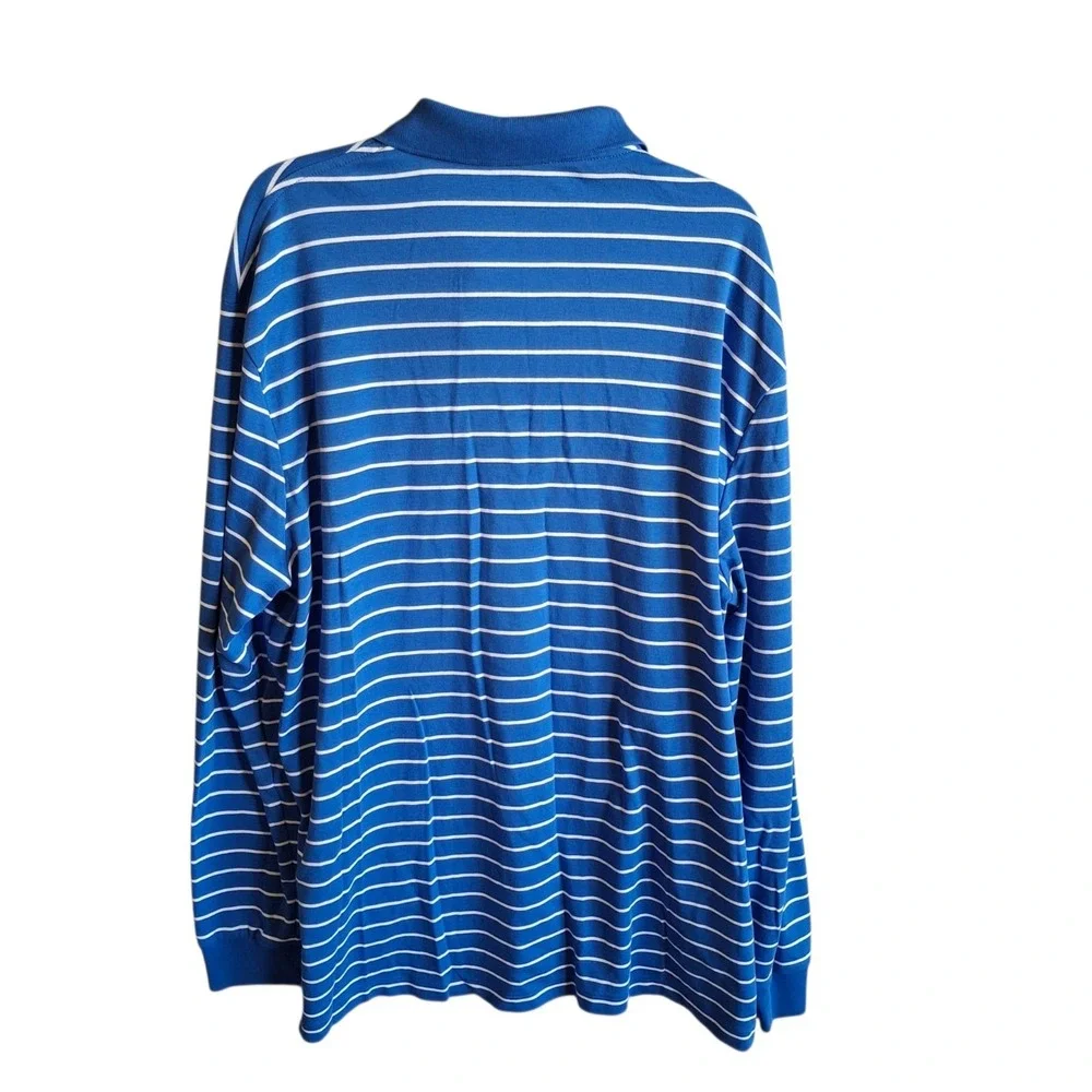 Polo Ralph Lauren Shirt Mens XL Blue White Striped Long Sleeve Polo Pony Logo